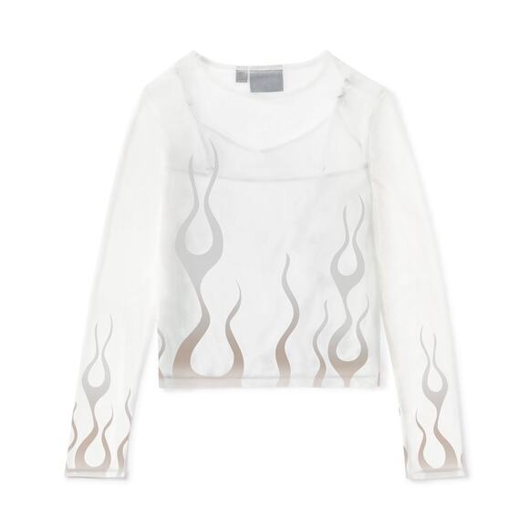 NWT Harley Davidson Women's Flames For Days Mesh Top in Cloud Dancer size Large - Picture 2 of 9